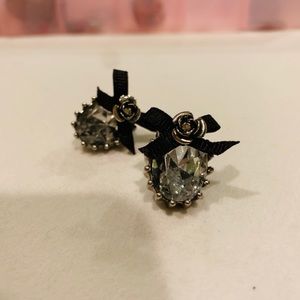 Betsey Johnson crystal, rose, and bow earrings